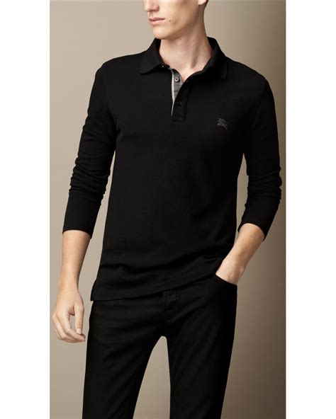 burberry black long sleeve polo|authentic Burberry polo shirt.